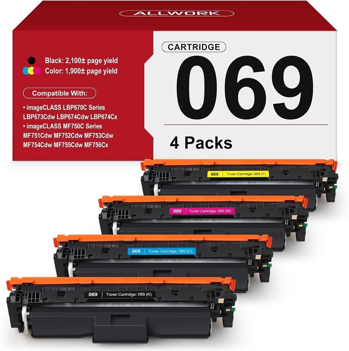 069H 069 High Capacity Toner Cartridge 4-Pack (with Chip) Compatible Replacem...