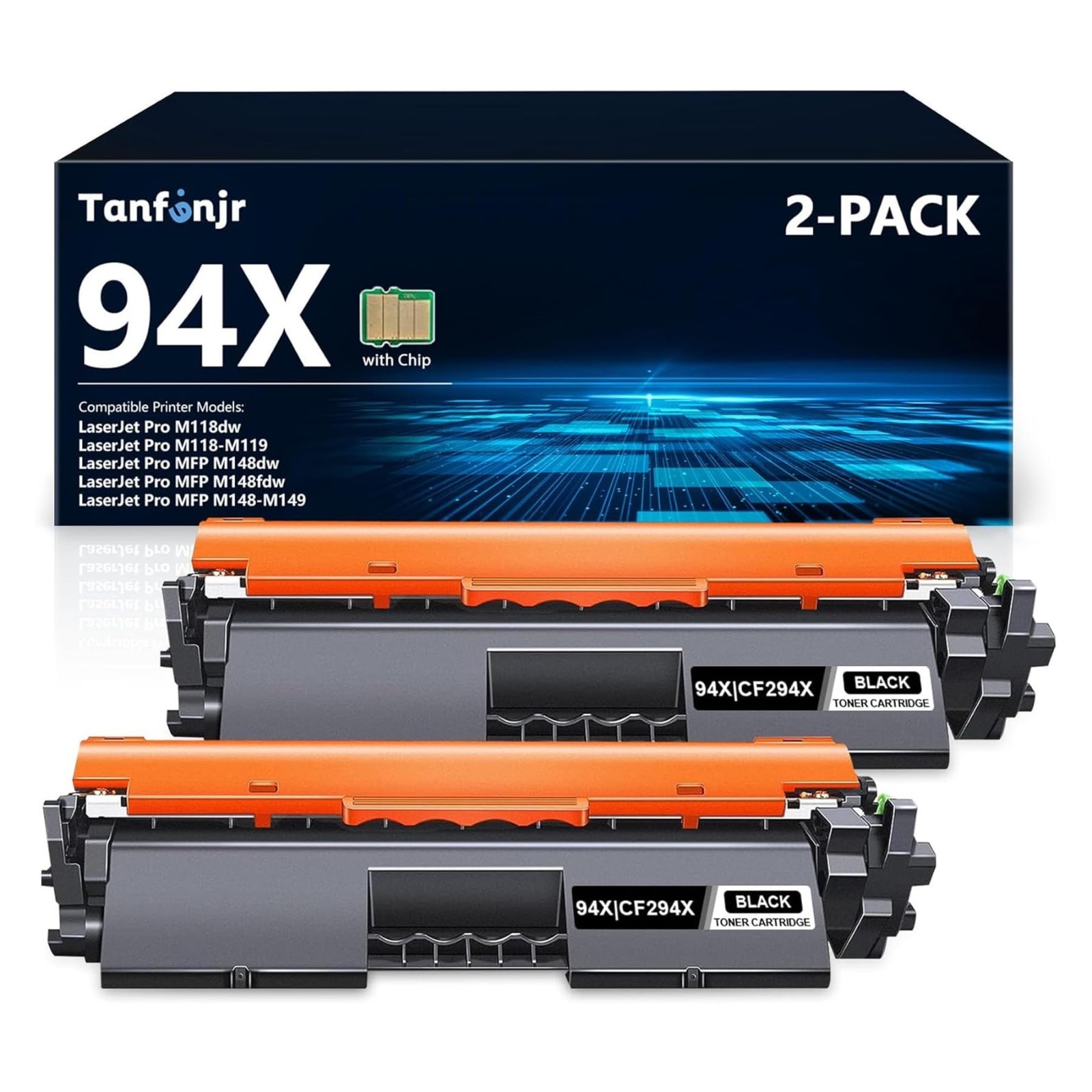 94X Black High Yield Toner Cartridge 2-Pack Compatible HP CF294X