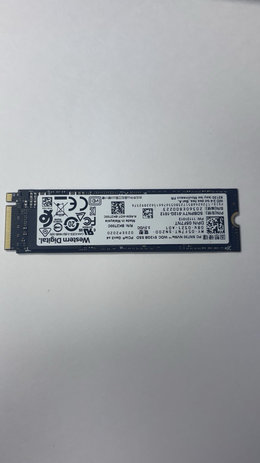 Western Digital PC SN520 512GB M.2 2280 NVMe SSD SDAPNUW-512G-1012 Dell