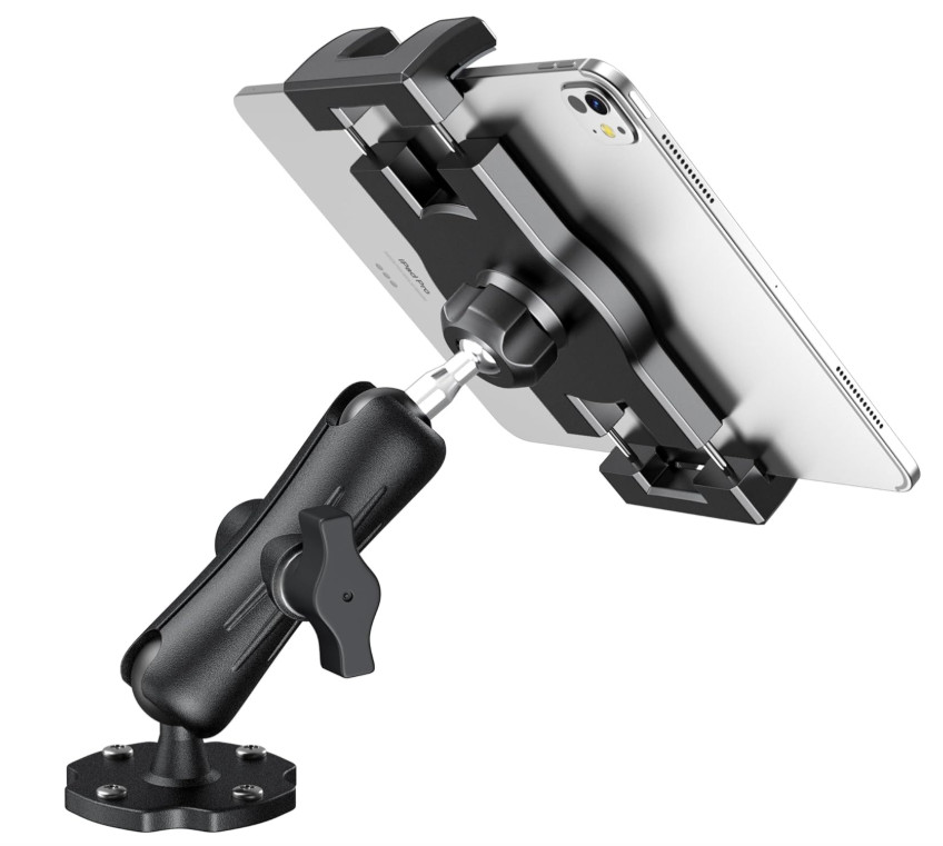 Soporte resistente con brazo de aluminio para tabletas y teléfonos de 4.7" a 12.