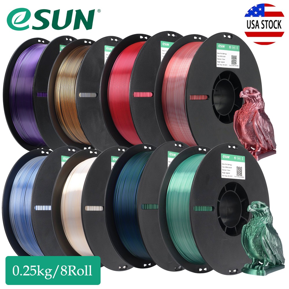 eSUN PLA Silk Magic 3D Printer Filament Shiny Silk Two Color 1.75mm 0.25KG/8Roll