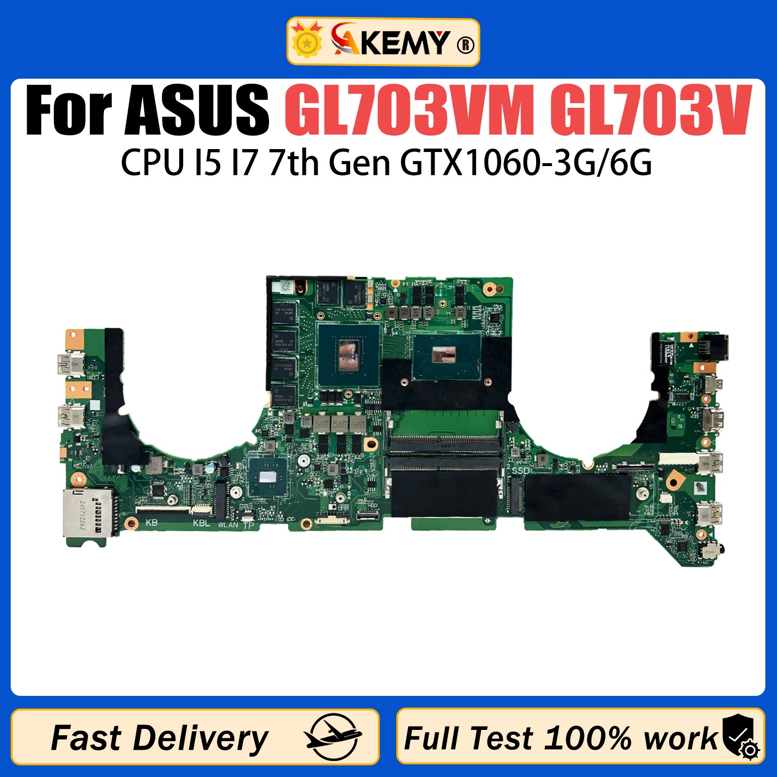 For ASUS ROG Strix GL703VM DABKNMB1AA0 GL703V I5 I7 GTX1060 Notebook Motherboard