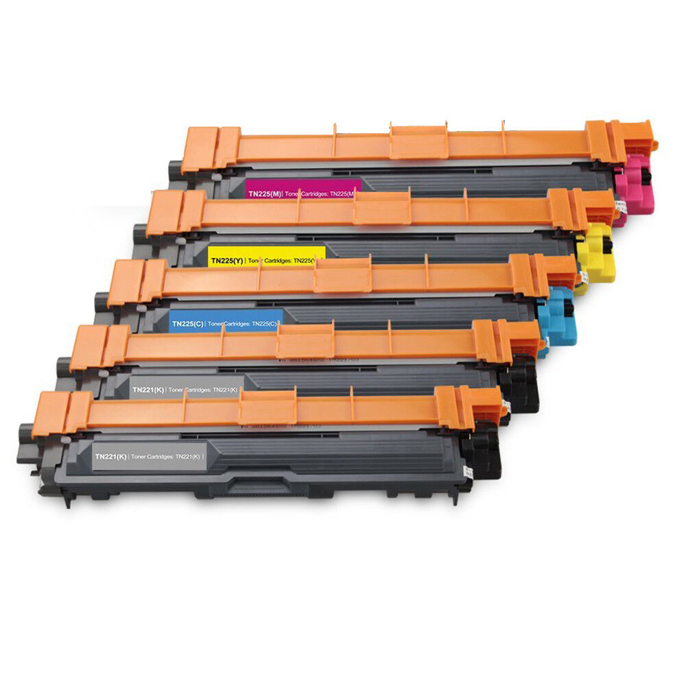 5x TN221 TN225 BK Color Toner For Brother MFC-9130CW, MFC-9330CDW, MFC-9340CDW