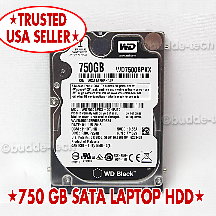 2.5" inch Laptop Hard Drive 750 GB SATA For Windows or Mac Dell HP Toshiba Linux