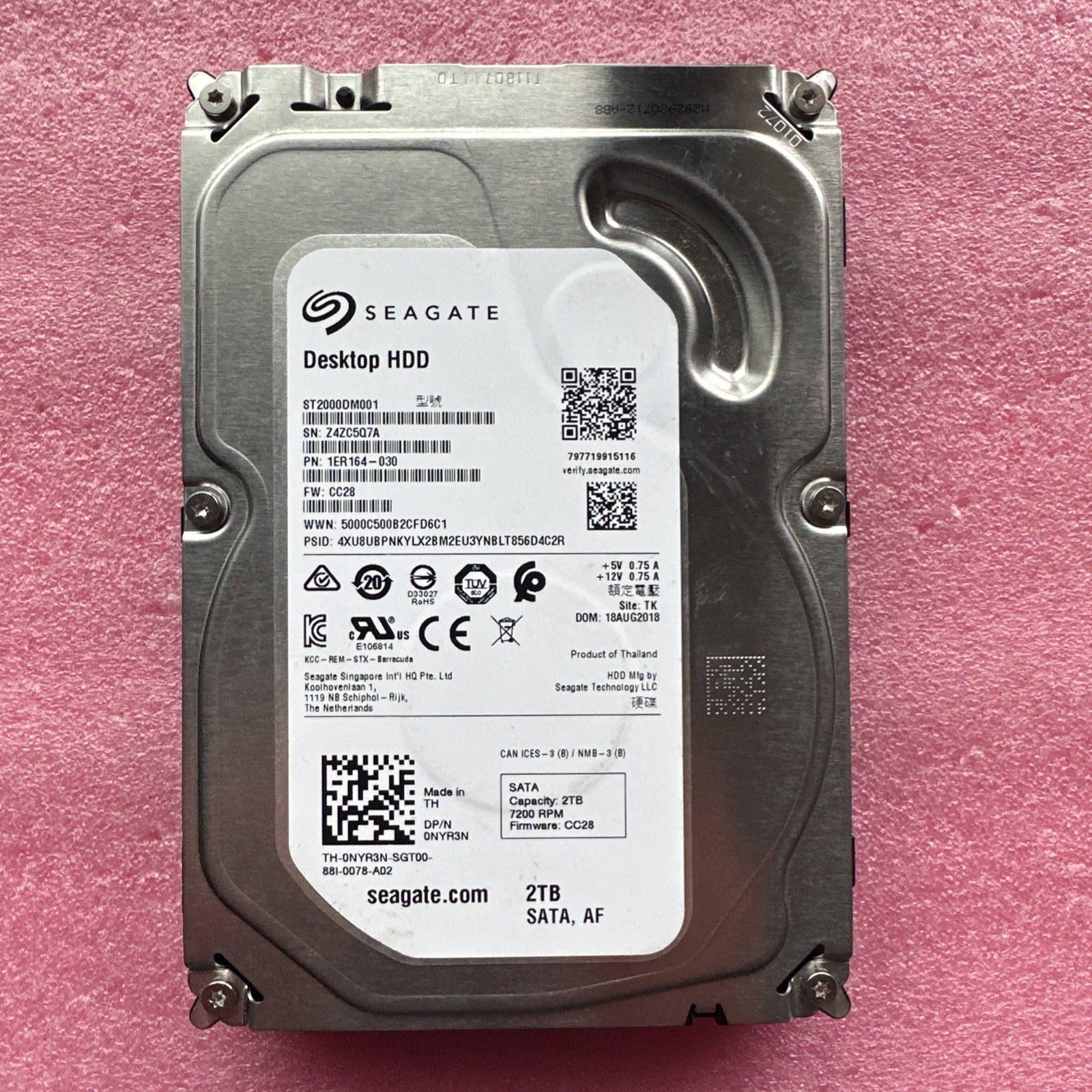 2TB Seagate Barracuda ST2000DM001 7200RPM SATA 6Gbps 64MB Cache 3.5" HDD