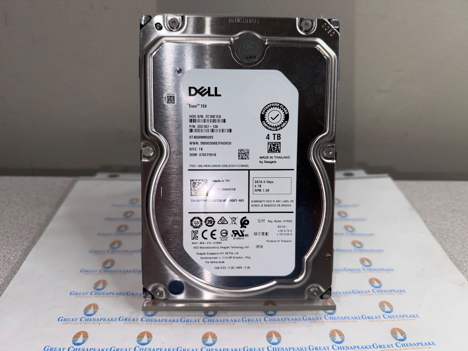 "AS IS" DELL Seagate ST4000NM0265 4TB 3.5" SATA Enterprise Class HDD 0% Health