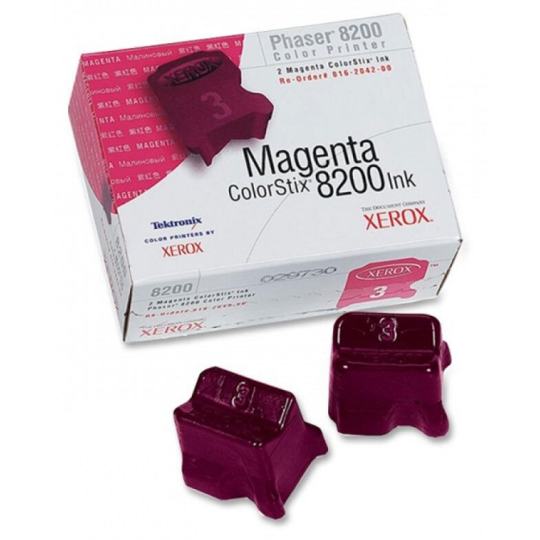 2Pk Genuine Xerox Phaser 8200 printer ColorStix Magenta Ink 016-2042-00