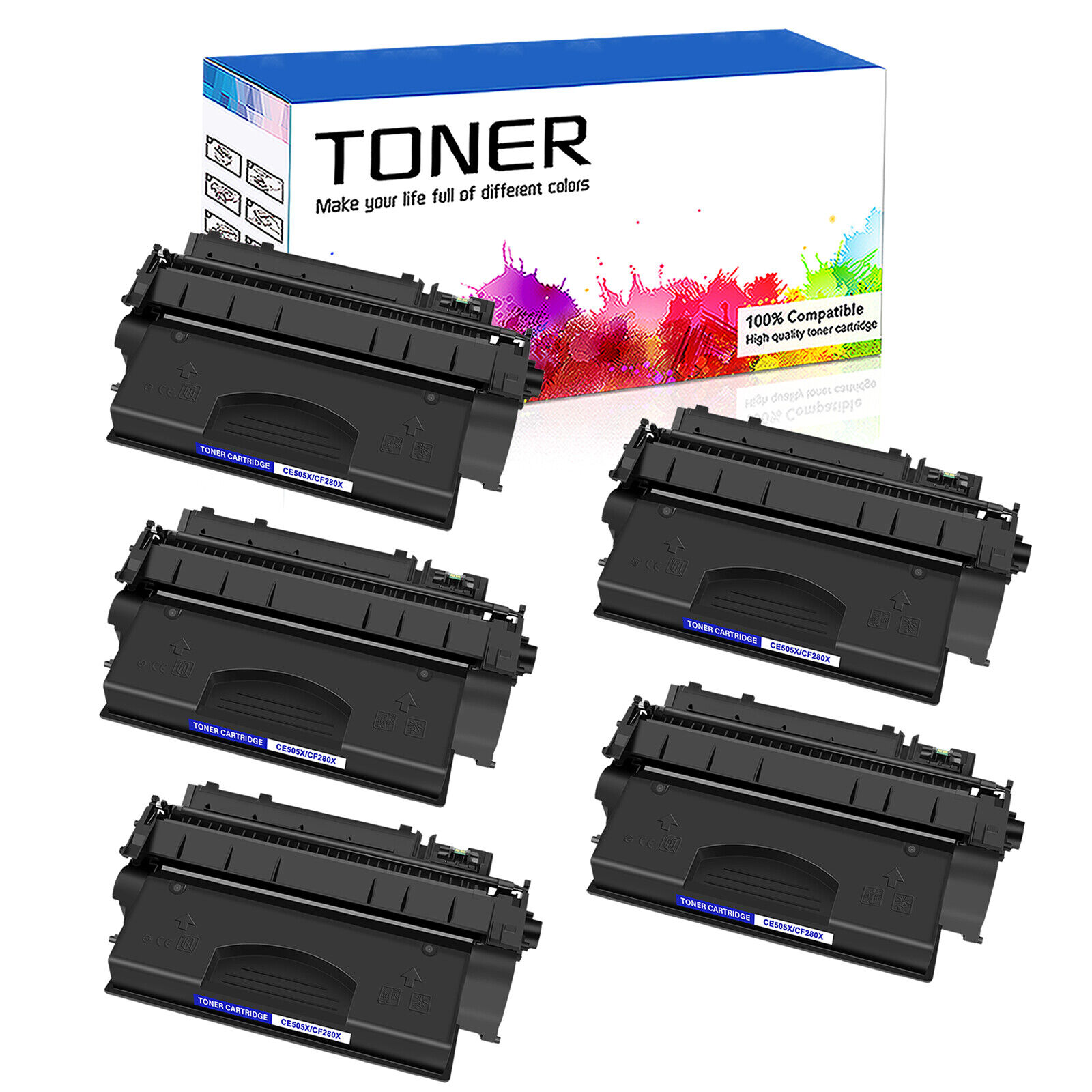 5 Pack Black CE505X 05X Toner Cartridge for HP Laserjet  P2055d P2055dn P2055X