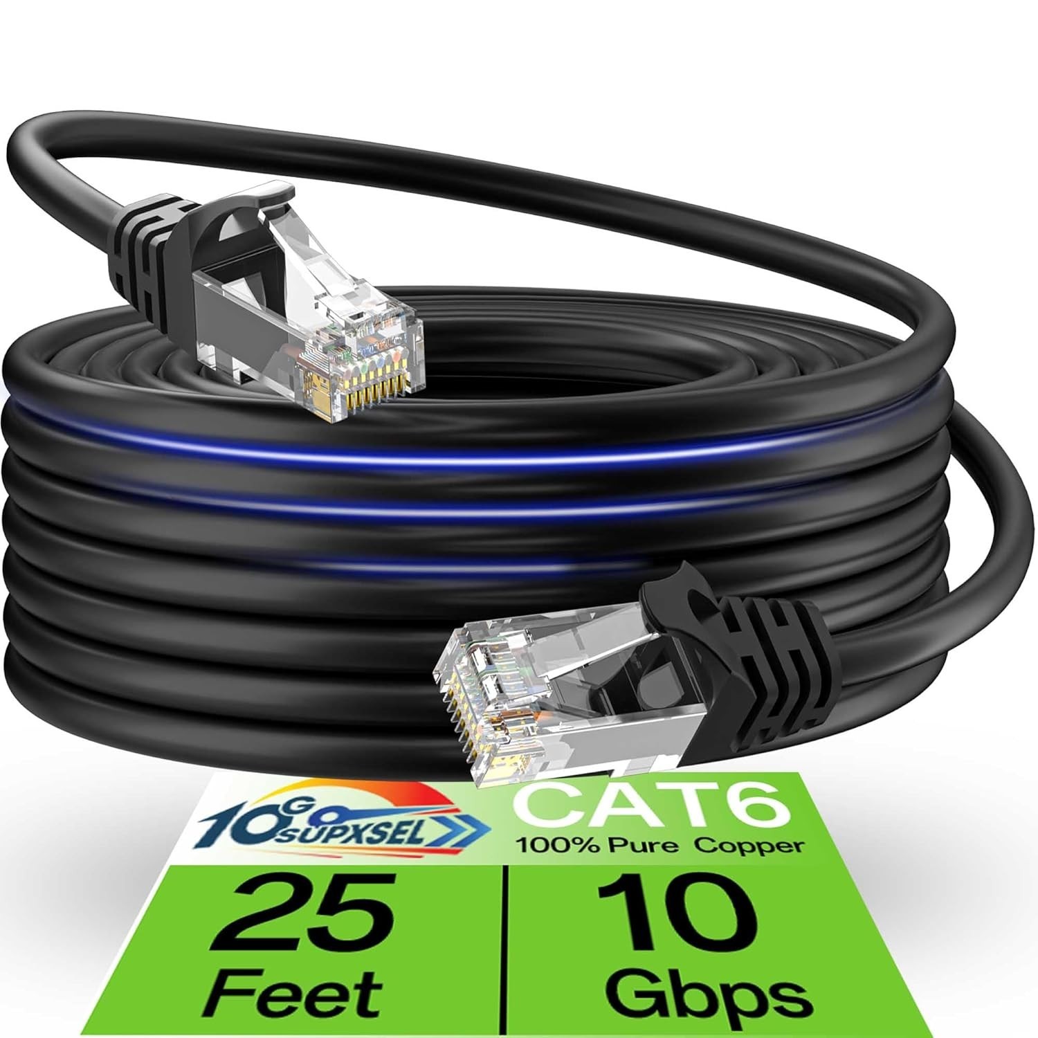Versatile 25FT UTP Cat 6 Ethernet Cable - 10Gbps Data Transfer for Home & Office