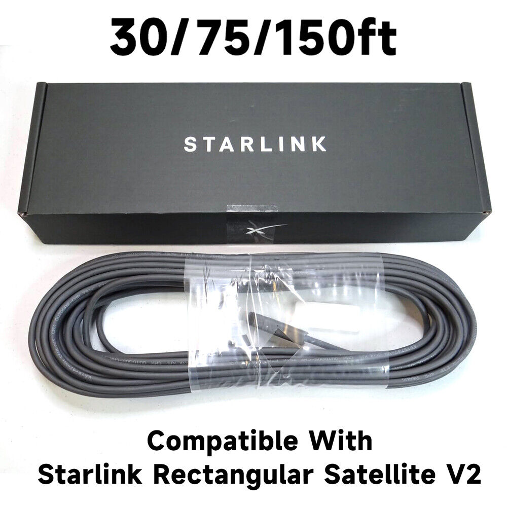 For Starlink Rectangular Satellite V2 75 Ft 150' Router Replacement Cable Backup