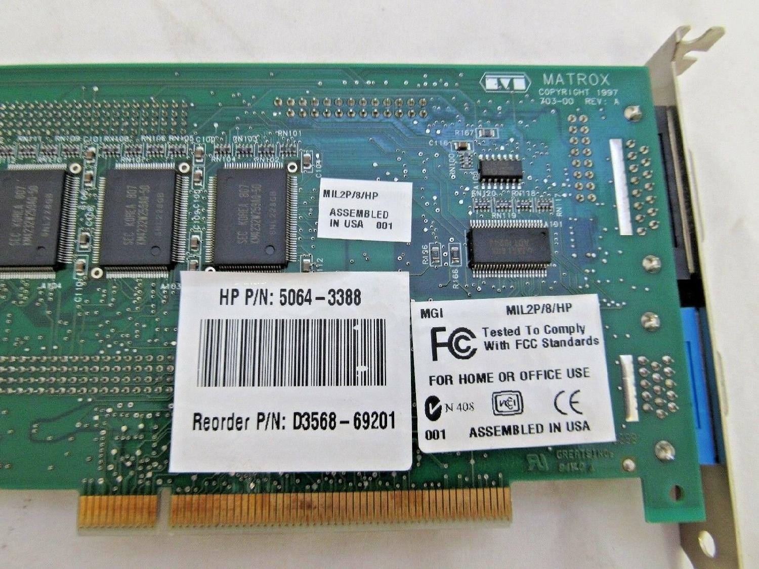 HP Matrox Millennium II 8MB PCI Video Card with VGA Output
