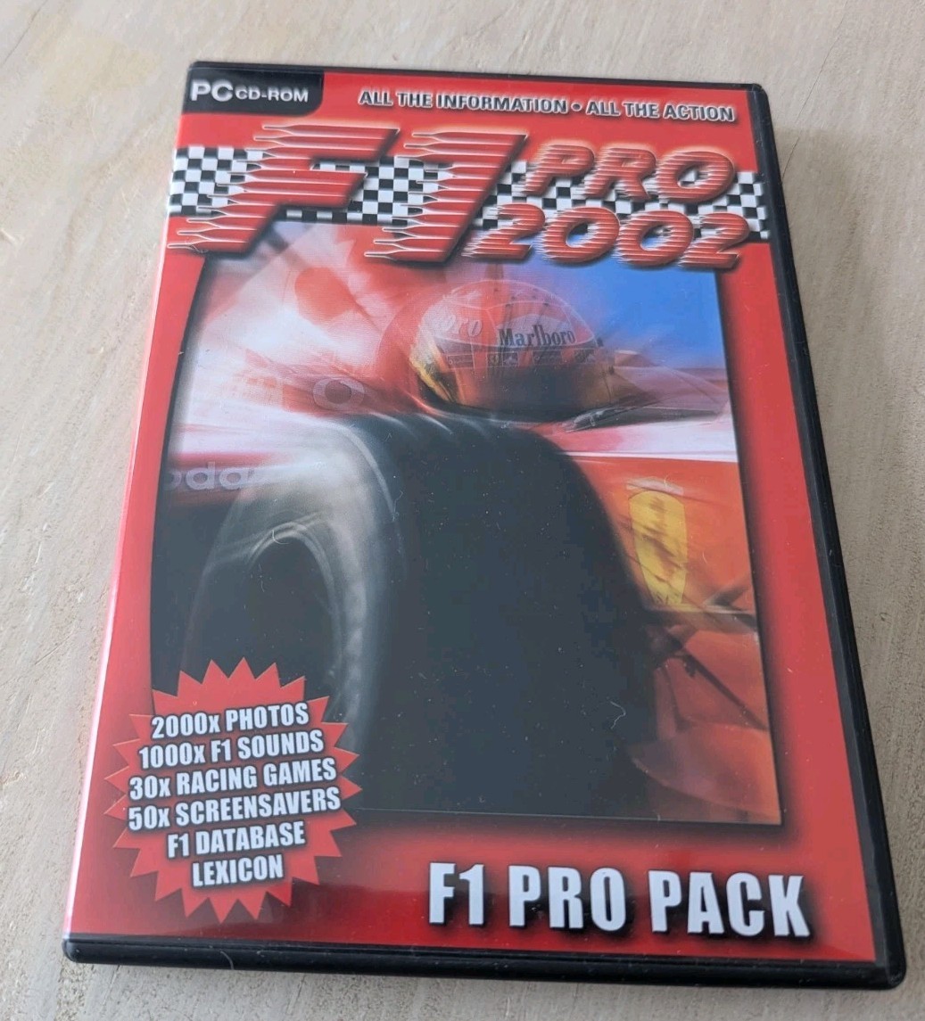 F1 Pro 2002 PC CD-ROM Racing Pack – Rare Release Photos, Games, Sounds VG