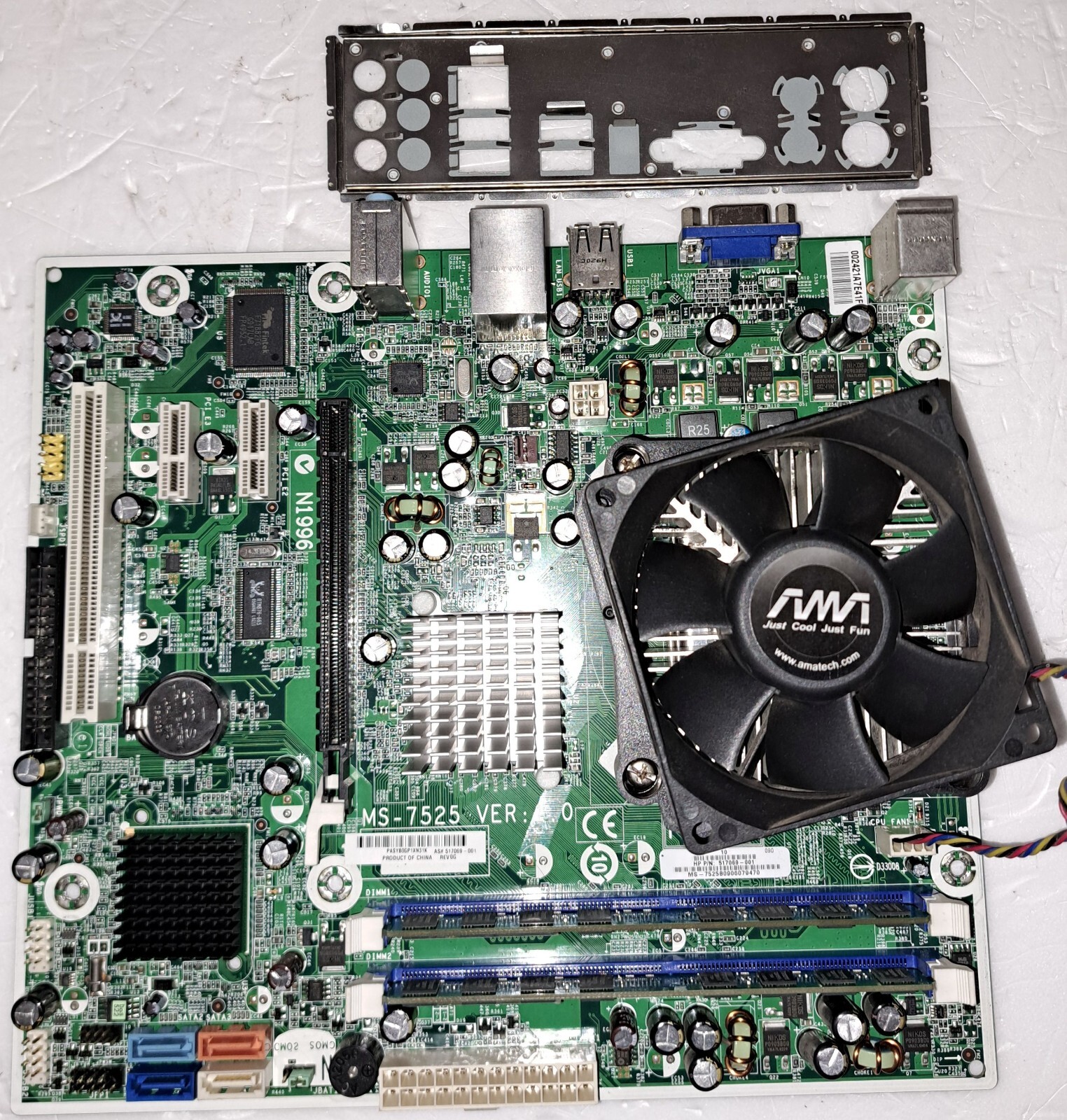 HP 517069-001 MSI MS-7525 Motherboard with Intel Dual Core 775 CPU and Ram
