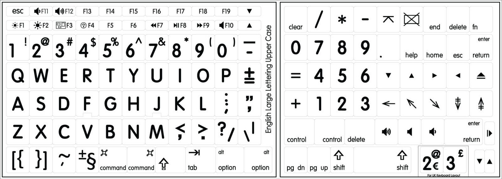 Mac English Large Lettering Keyboard Sticker New Matte White Background