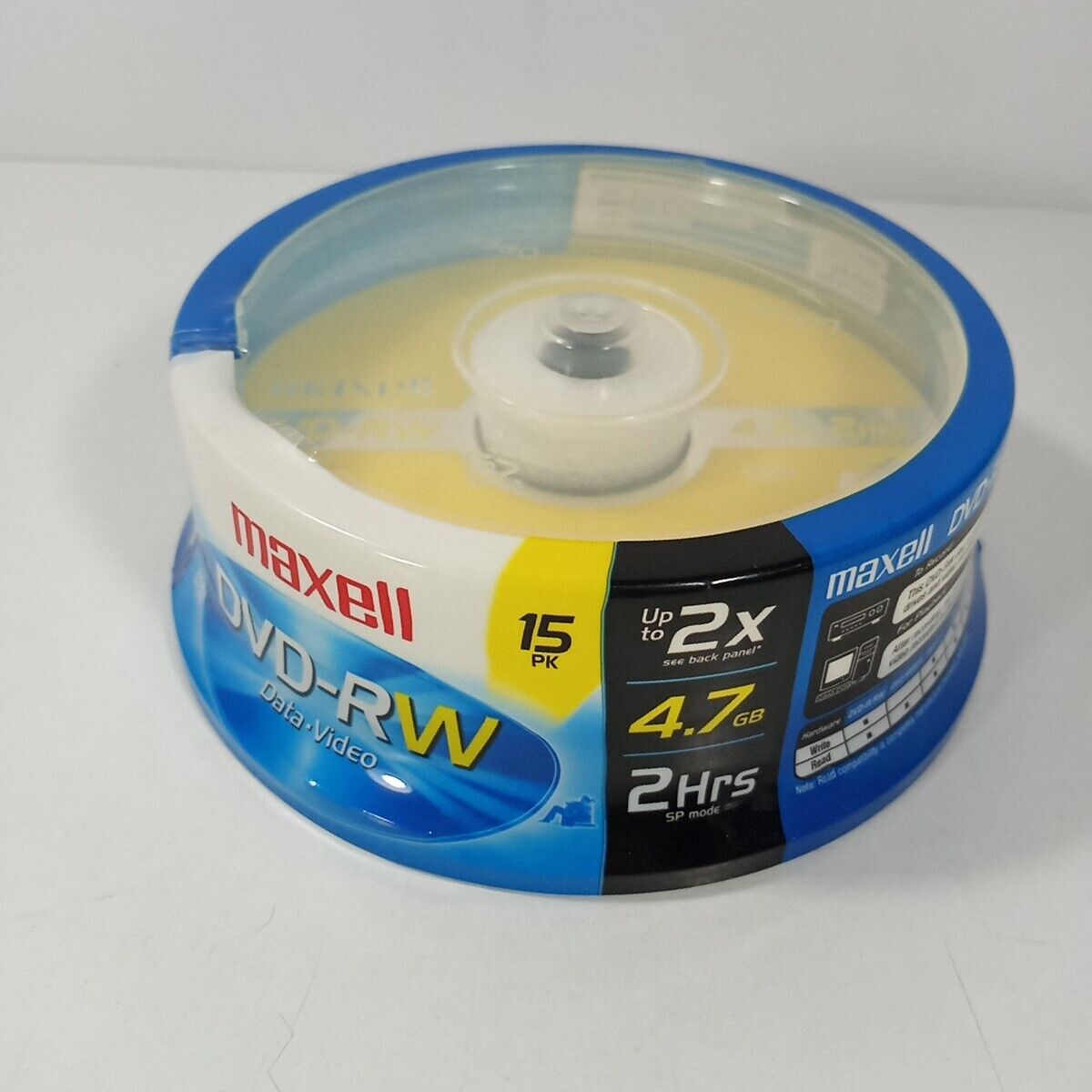 Maxell DVD+RW Discs, 4.7GB, 2x, Spindle, 15/Pack New Sealed