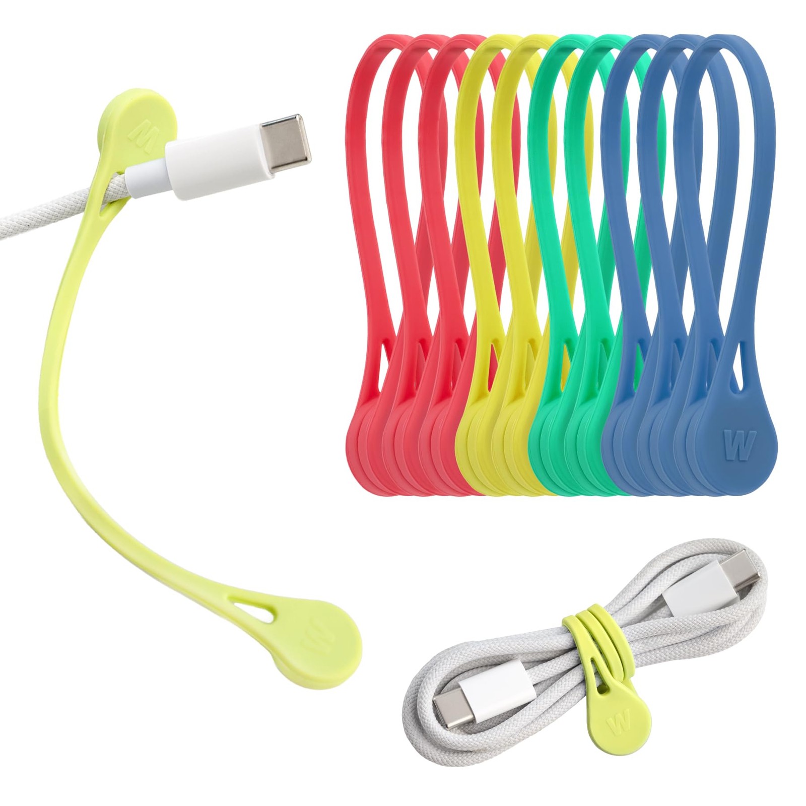 Wrap-It Storage MagnaTies 10pk Magnetic Silicone Ties for Cords | Silicone Ca...