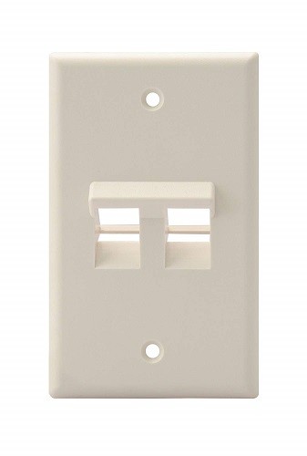 Leviton 41081-2TP Angled QuickPort Wallplate 2-Port Single Gang Light Almond