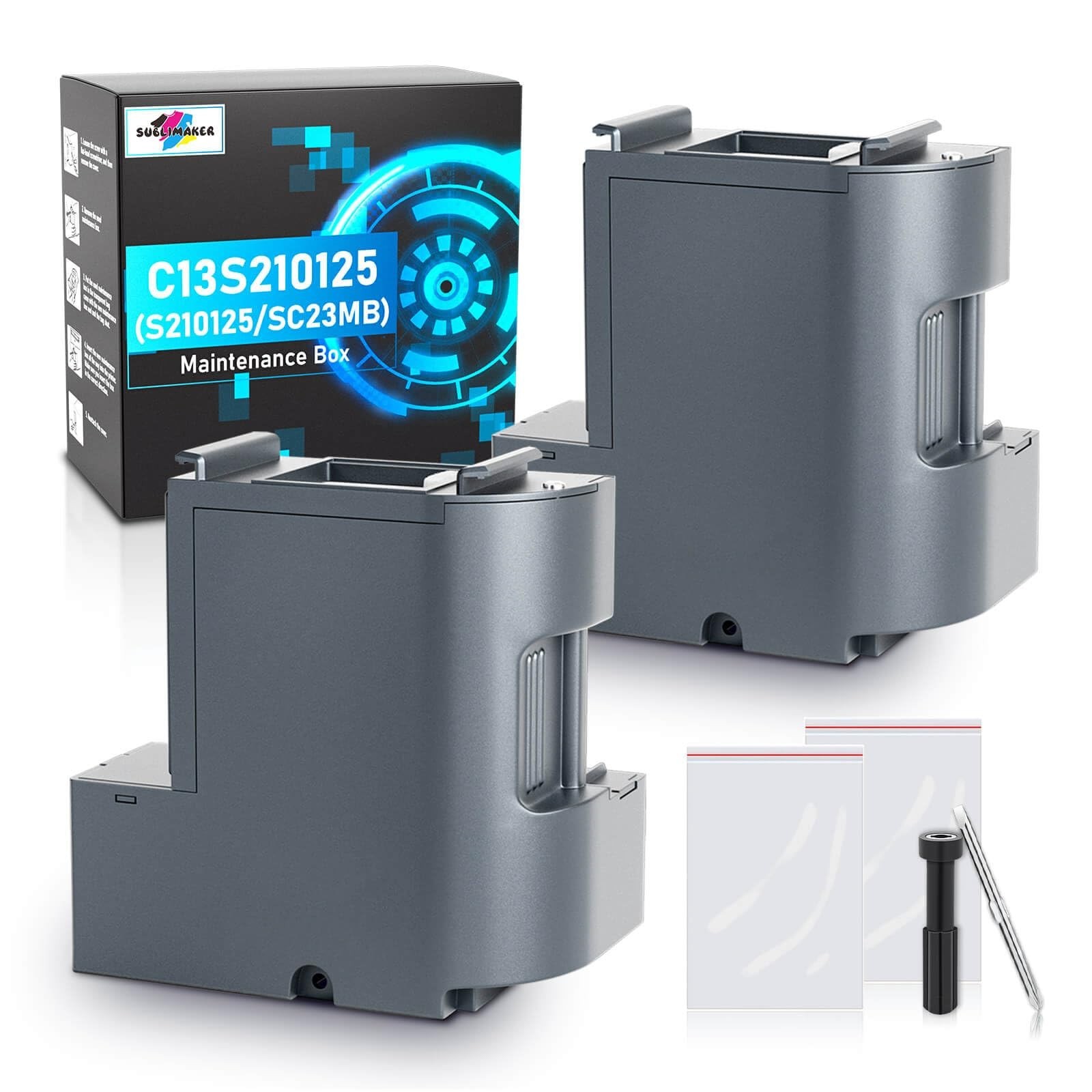 Maintenance Box for Epson SC-F170 F100 F150 - 2 Pack Replacement for Dye Sub Pri