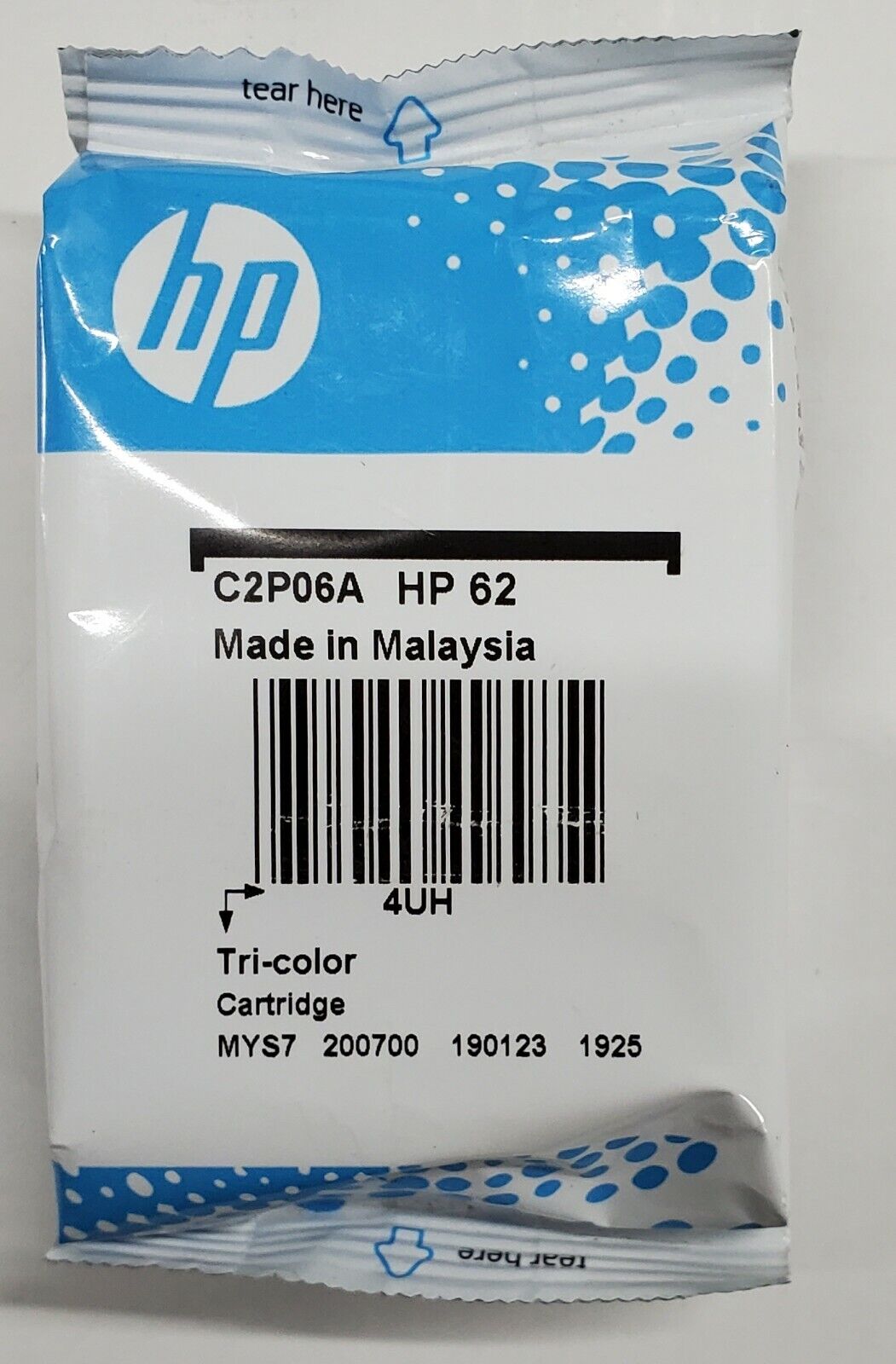 Genuine HP 62 Tri-Color Ink in Foil Bag | C2P06A | Exp: 2023