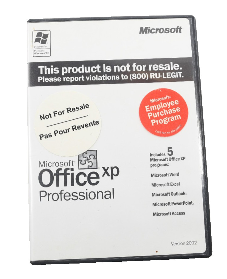 Microsoft Office XP Professional Version 2002 – Employee Purchase Program / NFR