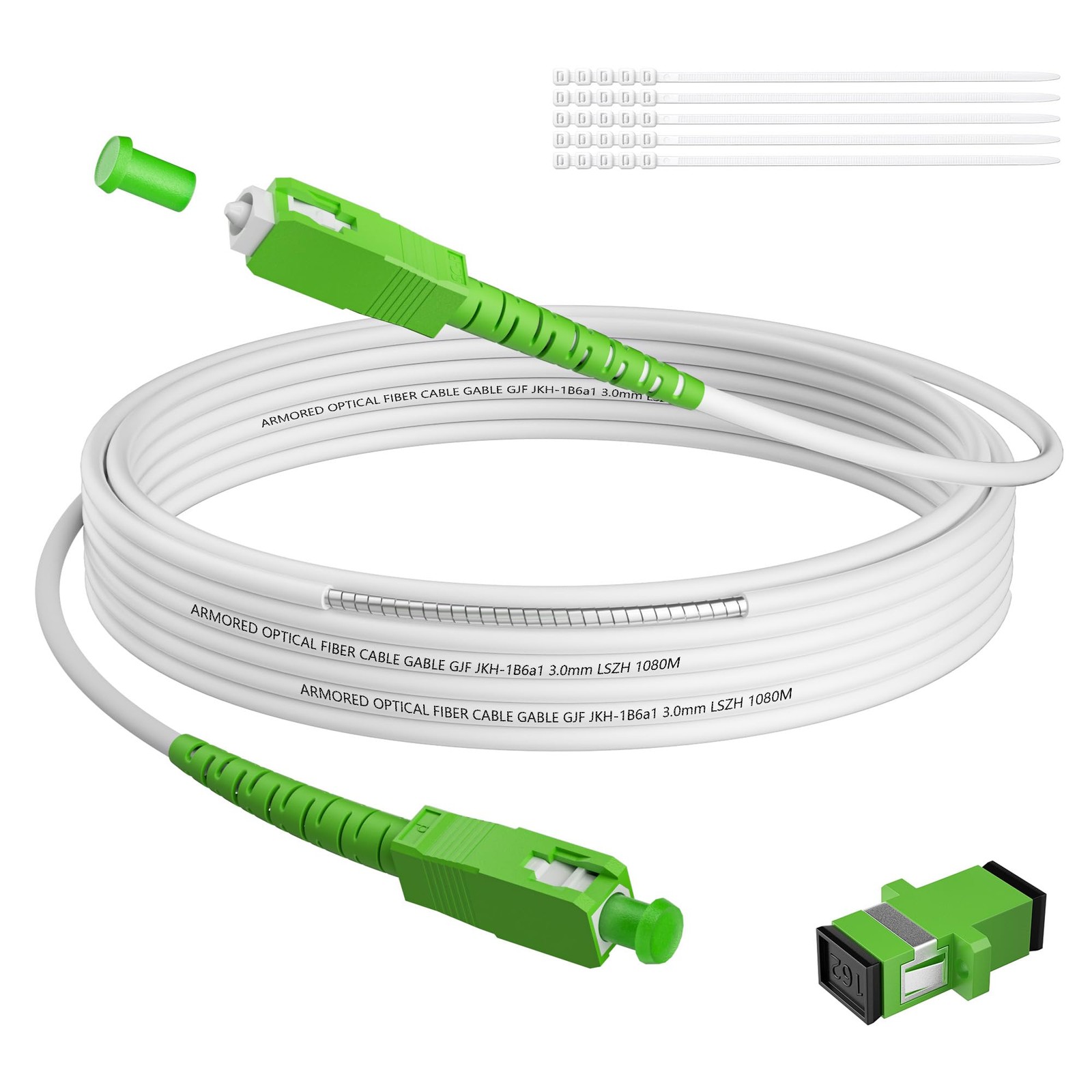 1 PCS 100FT SC/APC To SC/APC Fiber Optic Internet Cable Armored Single Mode