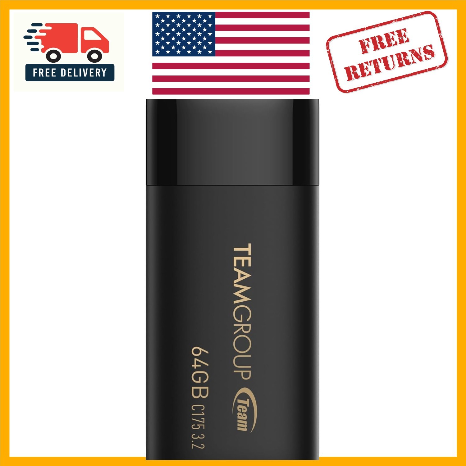 Effortless 64GB USB 3.2 Gen1 Flash Drive – Streamlined Black Design, Plug & Play