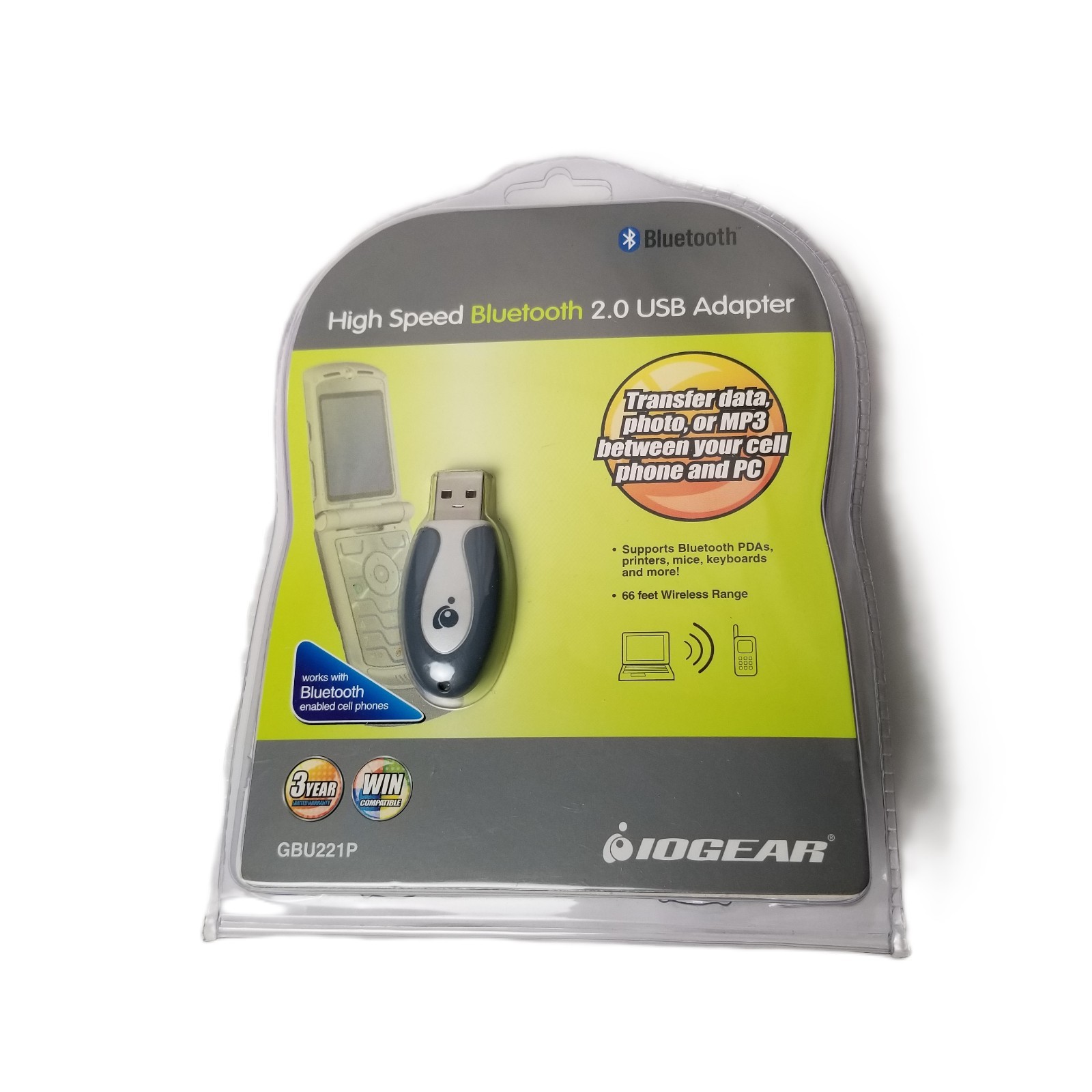 IOGEAR GBU221P Bluetooth 2.0 USB Adapter Wireless PC Dongle Data Transfer New