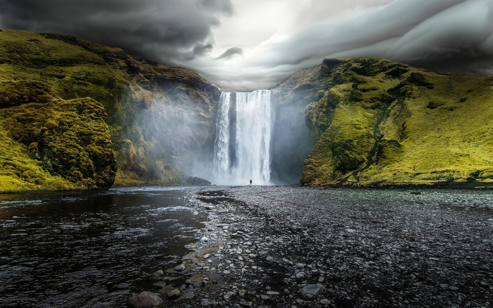 Landscape waterfall nature skogafoss Custom Gaming Mat Desk