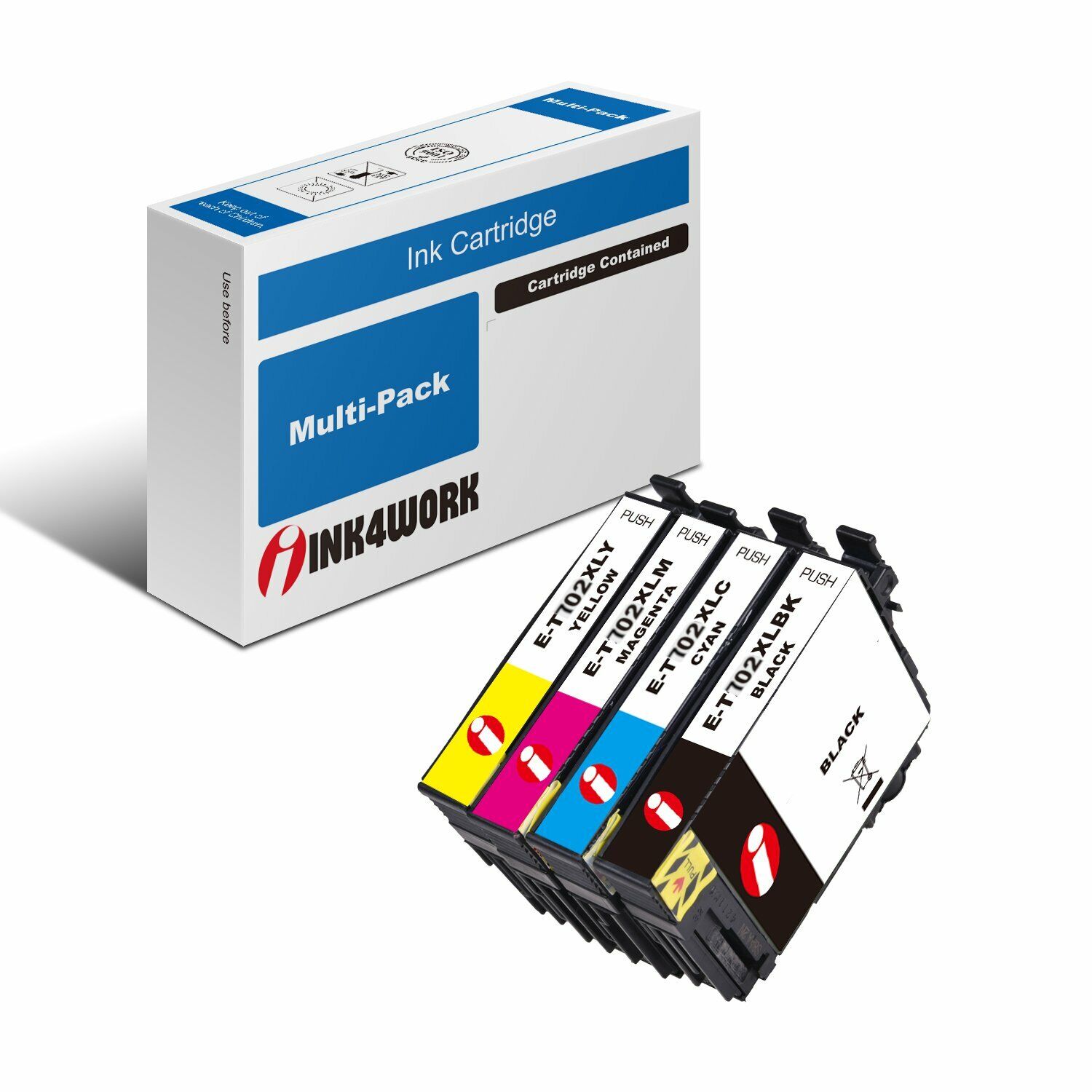 4pk 702XL T702XL Ink Cartridge for Epson 702 Workforce WF-3720 WF-3733 WF-3730
