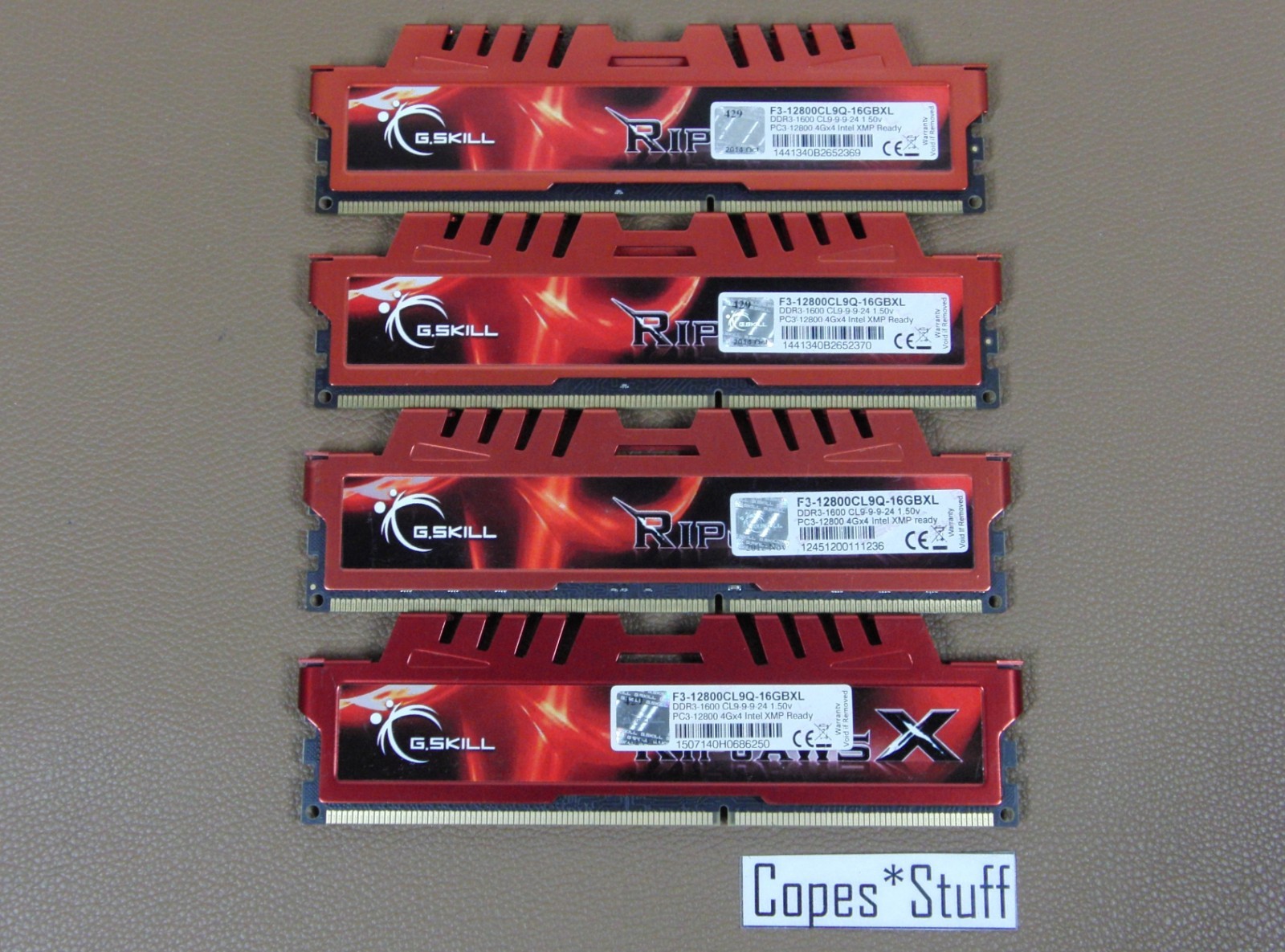 G Skill Ripjaws X F3-12800CL9Q-16GBXL DDR3 PC3-12800u 4 x 4GB = 16GB Desktop RAM