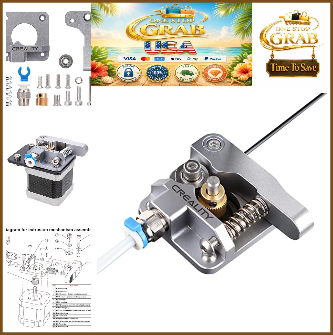 Metal Extruder Upgrade 3D Printer Parts Aluminum Drive Feeder 1.75mm Filament