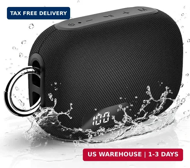 Portable Bluetooth Speaker, IP67 Waterproof Shower Speaker with Digital Battery