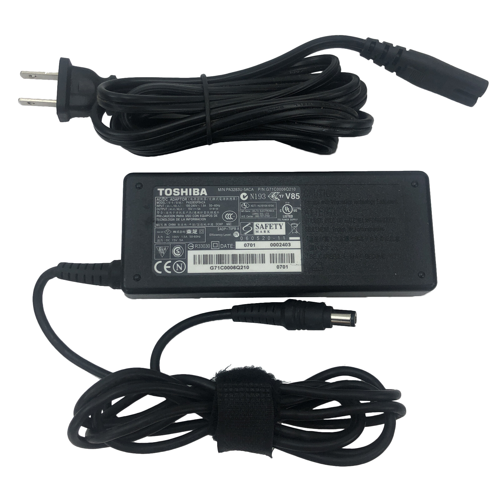 Original Toshiba AC Adapter 75W For Portege M700 M750 M780 Laptop Charger