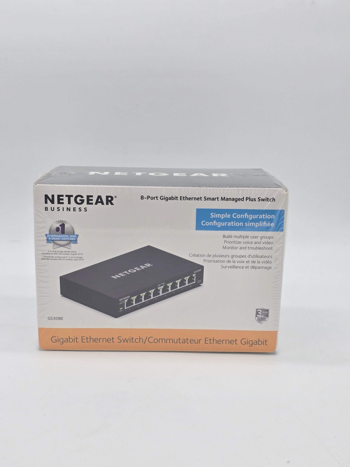 NETGEAR 8-Port Gigabit Ethernet Plus Switch (GS308E) 8 Port Gigabit New