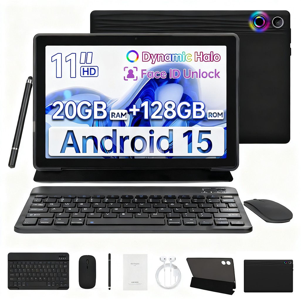 2025 Android 15 Large Tablet 128GB ROM (1TB TF) 11 inch WiFi 6800mah Dual Camera