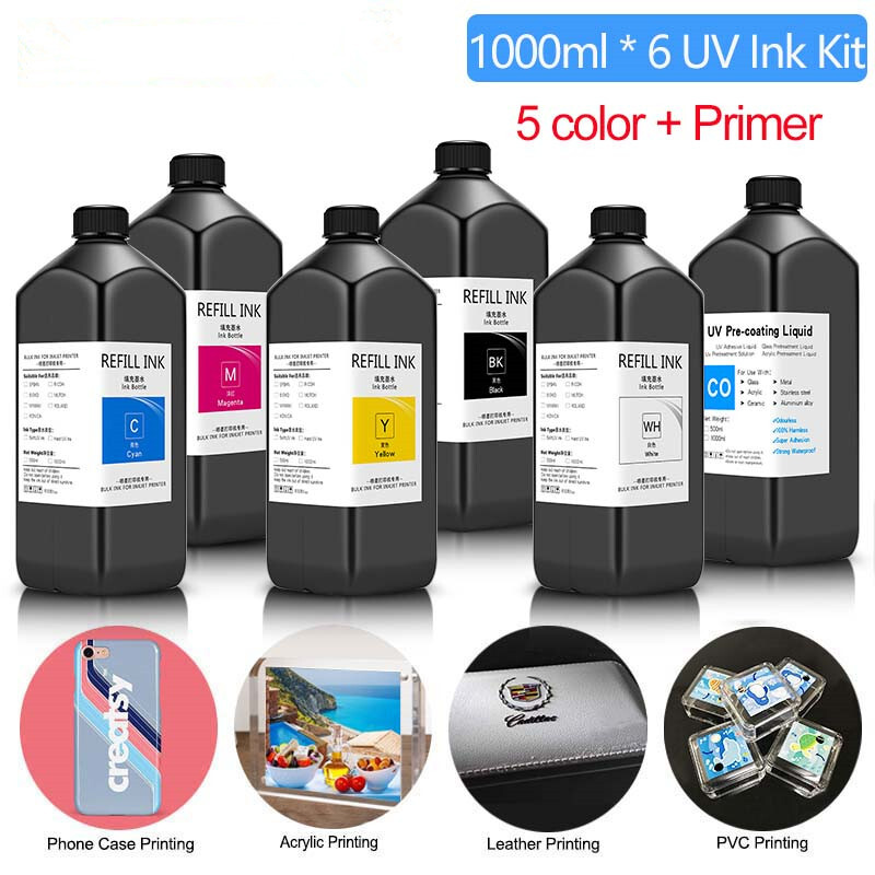6x1000ml UV Ink For Epson L805/1800 1390 1410 1500W R1900 R2000 R3000 4880 7880 