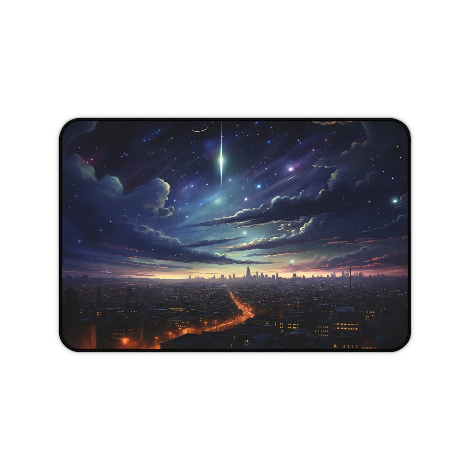 Fantasy World Deskmat - Meteor Shower Design, Space Aesthetic Mousepad.
