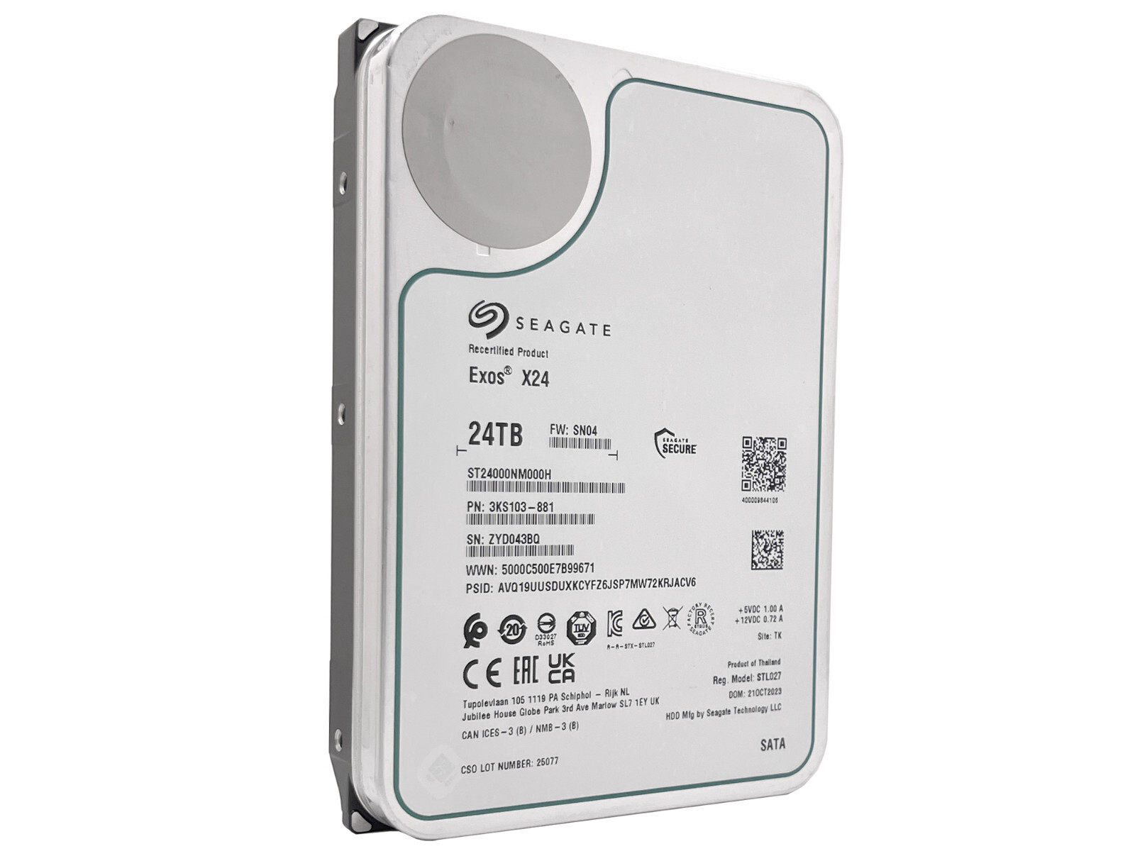 Seagate Exos X24 ST24000NM000H 24TB CMR 7200RPM SATA 6.0Gb/s 3.5" Enterprise HDD