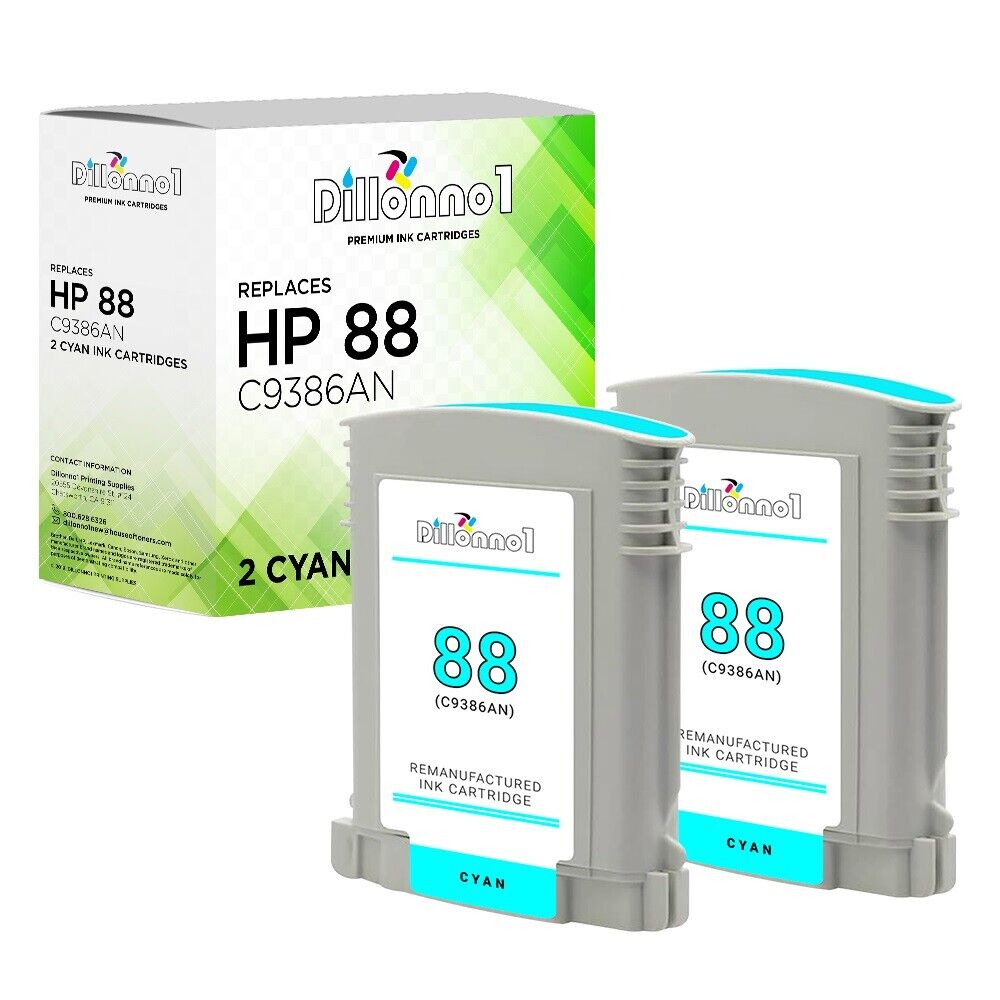 2-Pack Cyan 88XL C9391AN fits HP Officejet Pro L7500 L7600 L7700
