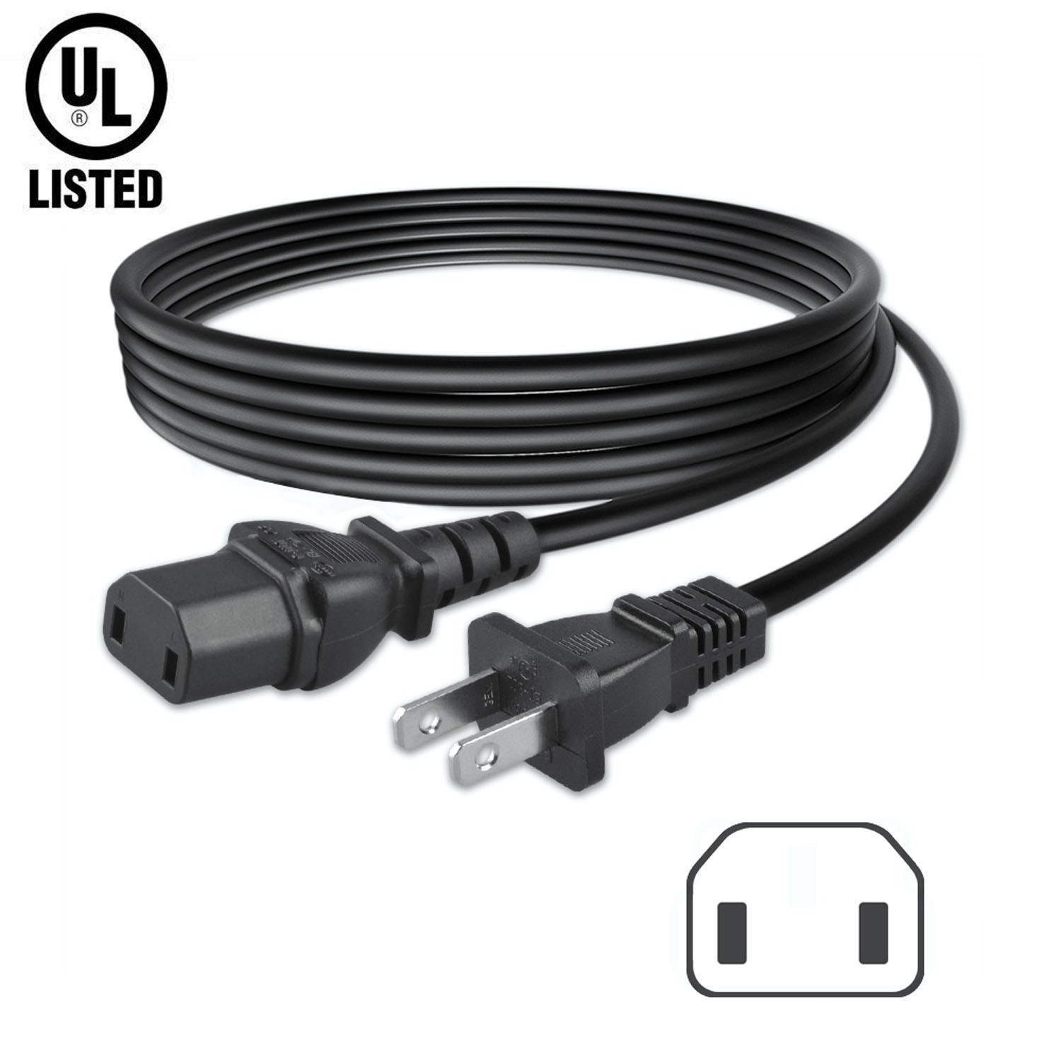 6.6ft UL 2-Prong AC Power Cord For Denon AVR-2809CI AVR-3310CI Stereo Receiver