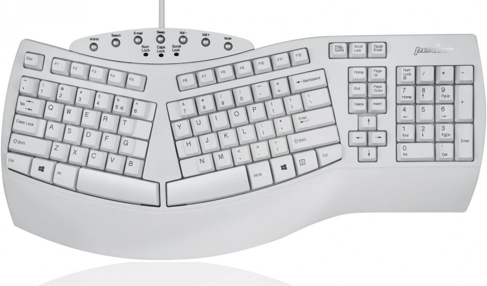Perixx PERIBOARD-512W Periboard-512 Ergonomic Split Keyboard - Natural White 