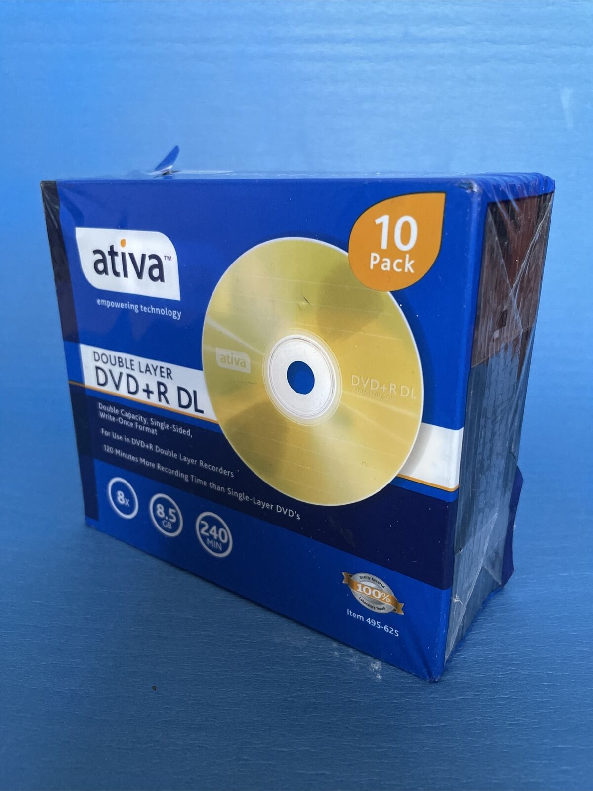 Ativa Double Layer DVD+R DL 10 Pack Double Capacity, Single Sided 240 Minutes
