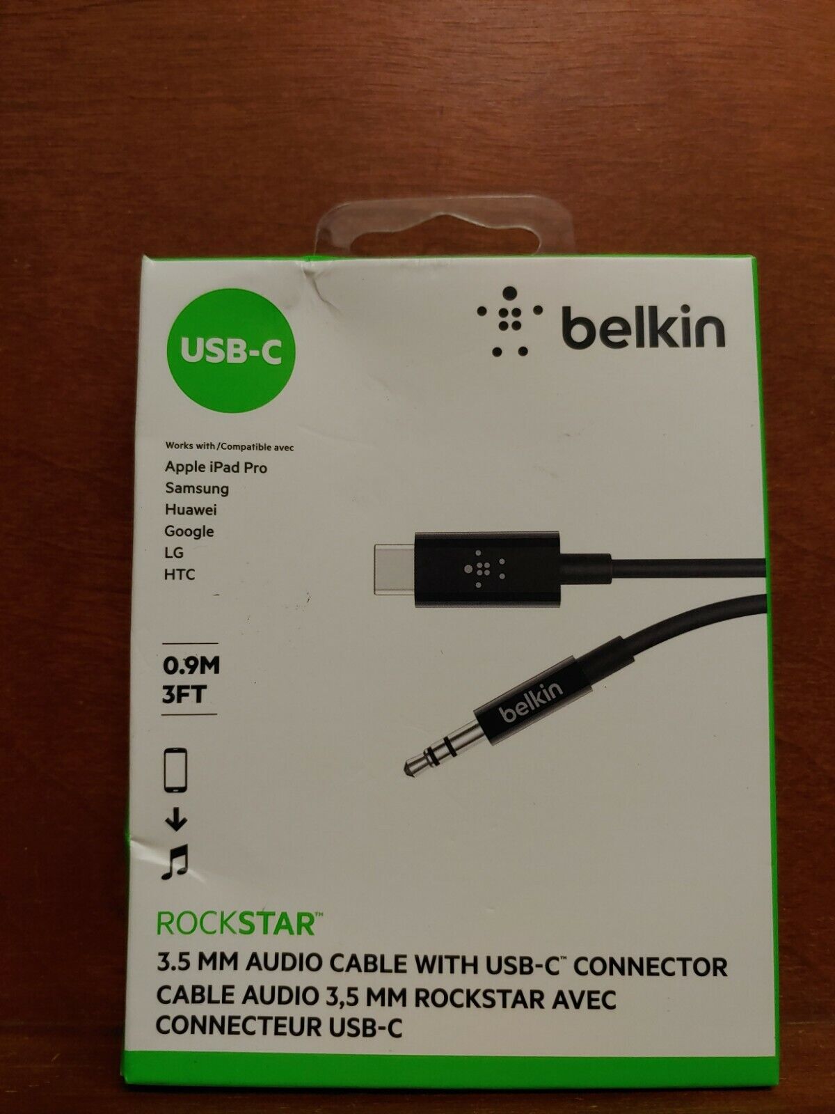 HH69 Belkin F7U079BT03-BLK Rockstar 3.5mm Audio Cable With Usb-c Connector