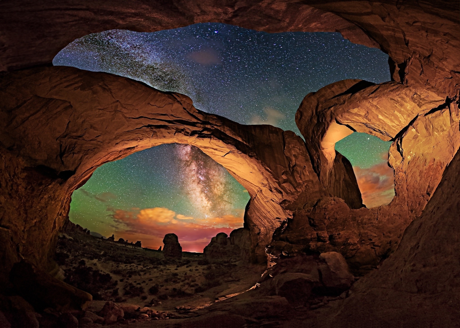 Landscape nature milky way starry night desert rocks Custom Gaming Mat Desk