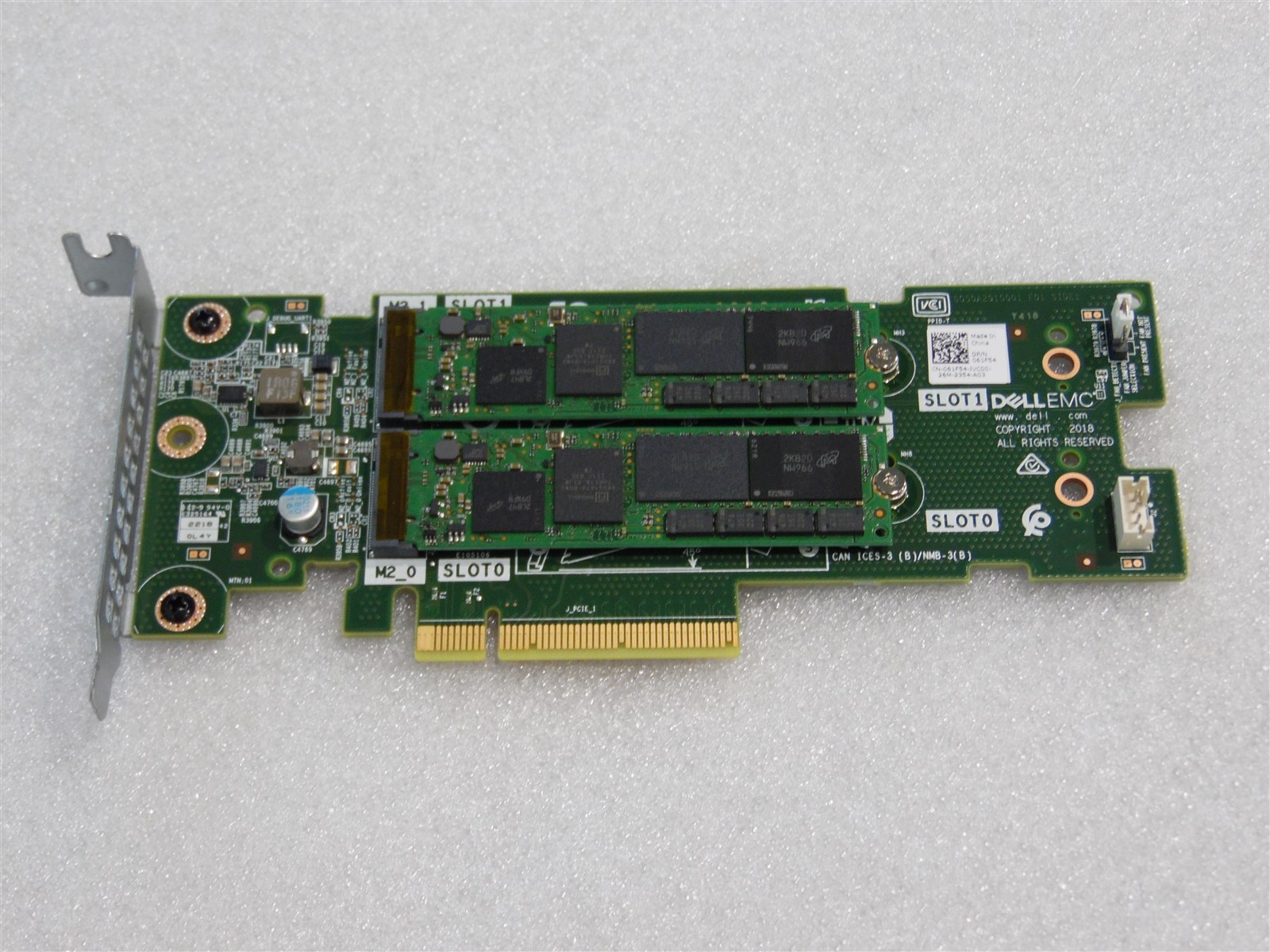 DELL M.2 SSD PCIe x2 SOLID STATE STORAGE ADAPTER CARD DUAL 480G 61F54 7RKD7