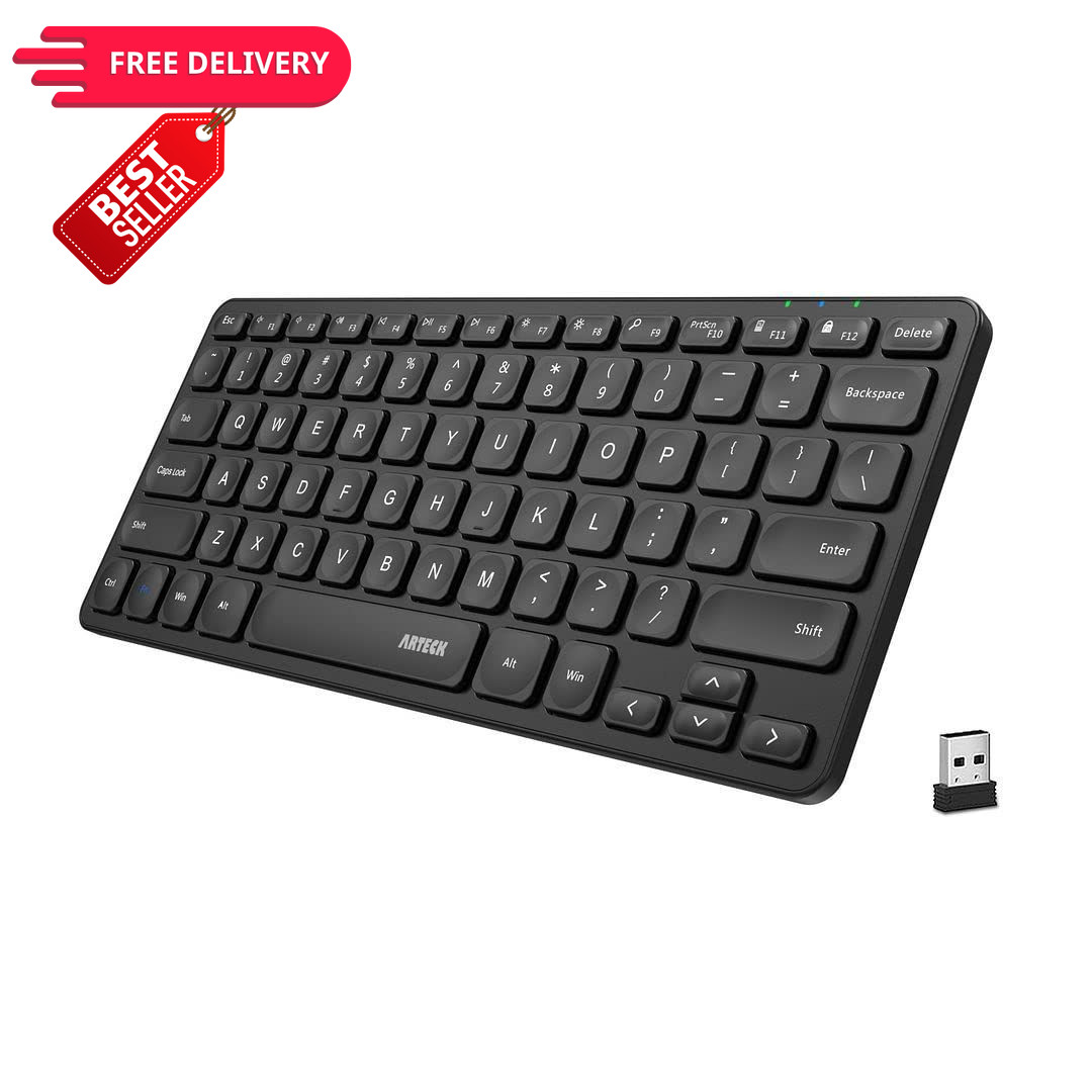 Arteck 2.4G Wireless Keyboard Ultra Slim and Compact Black