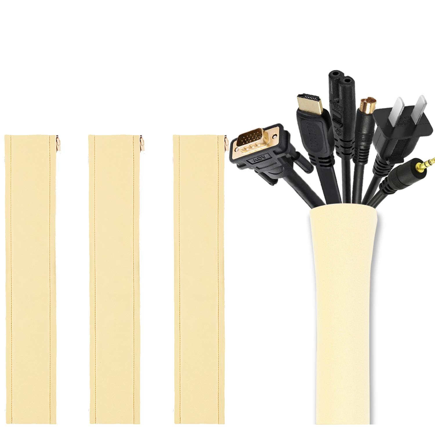 [4 Pack] JOTO Cable Management Sleeve, 19-20 Inch Cord Organizer System with