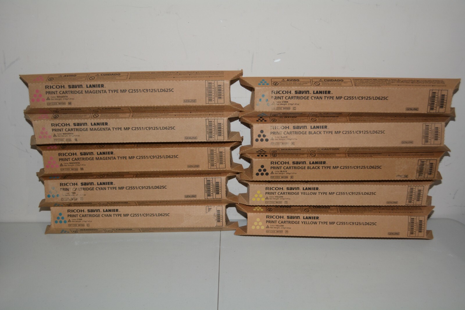 ^ Lot (10x) Ricoh Savin 3x Cyan 2x Black 2x Yellow 3x Magenta 841503/586/502/501