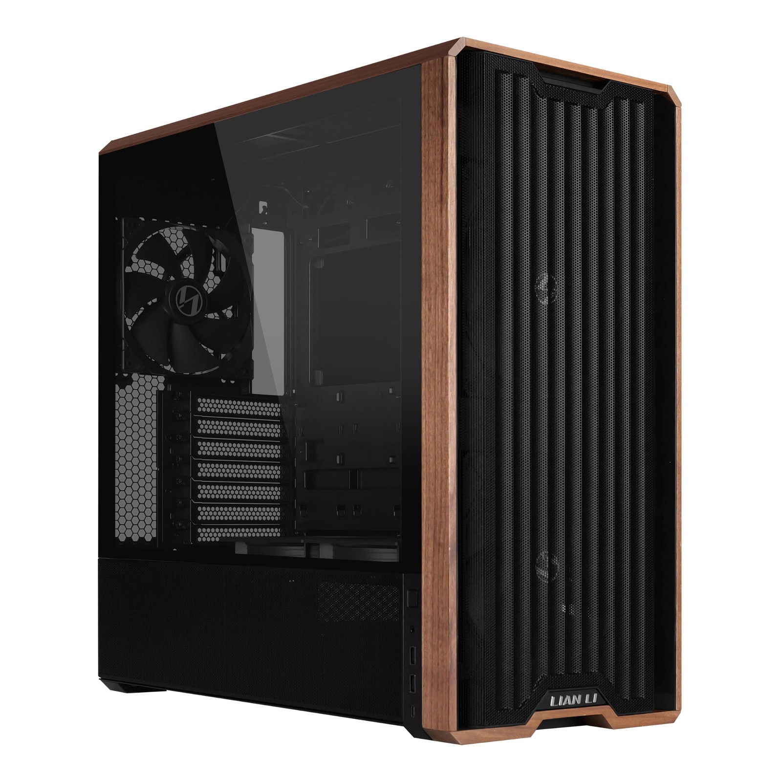 Lian Li LANCOOL 217 Genuine Walnut Wood Computer Case, LAN217X - Black