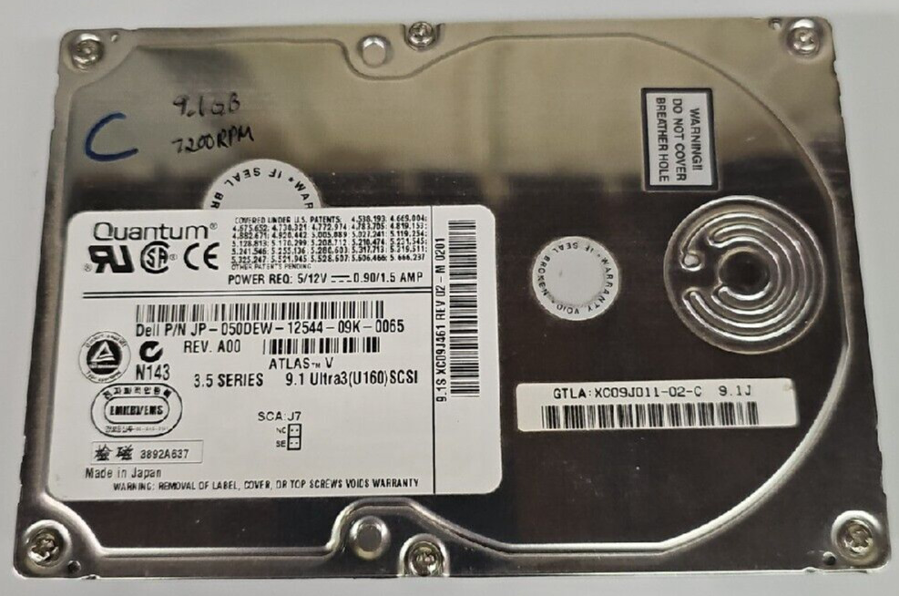 XC09J011 Quantum Hard Drive 9.1GB, 80 pin Rev 02-C